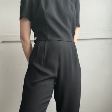 Vintage black short sleeved romper / jumpsuit 
