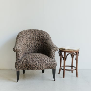 Block Print Linen Crapaud Chair