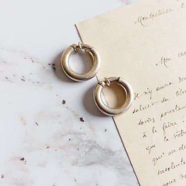vintage French 925 silver chunky hoop earrings