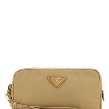 Prada Women Camel Nylon Beauty Case