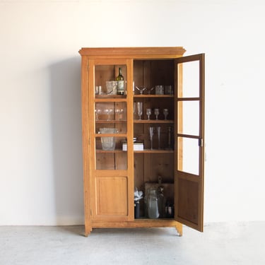 Vintage Oak Glass Front Cabinet