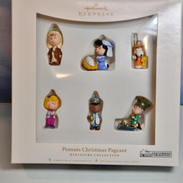 Hallmark Keepsake Peanuts Christmas Pageant Miniature Collection New Old Stock Original Box 6 Piece Mini Set of Ornaments Christmas Decor 