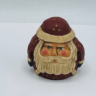 Vintage Small Hand Carved Wood Santa Claus Signed by the Artist Dick Adam 
