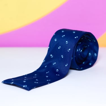 Vintage 1960s Blue Flat Skinny Necktie 