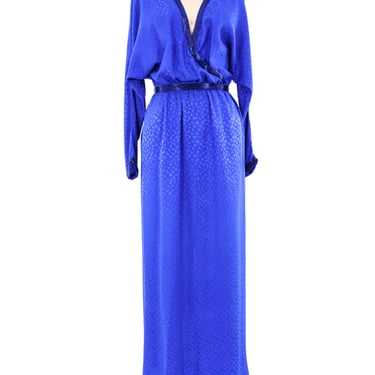 Royal Blue Embellished Silk Maxi Dress