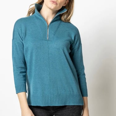 Lilla P | 3/4 Sleeve Half Zip Sweater