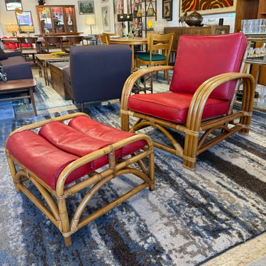 1950’s Rattan Chair/Ottoman Paul Frankl Style