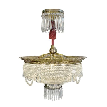 French Crystal 7 Light Basket Chandelier