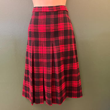 red tartan skirt 1970s pleated plaid schoolgirl skirt large 