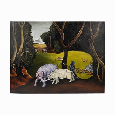 Downes Oil Painting on Canvas Jungle Animals 