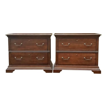 Stanley Furniture Louis Philippe Lateral File Cabinets or Commodes - a Pair 