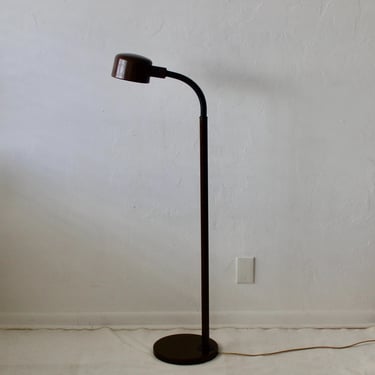 Atom Design for Lightolier Style 1970s Modern Gooseneck Floor Lamp in Brown Vintage Modern 