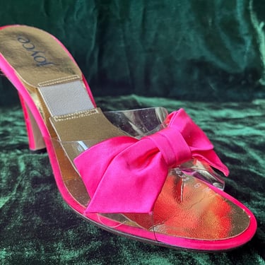 vintage hot pink springolator slides big bow open toe high heel dancing high heels 8 