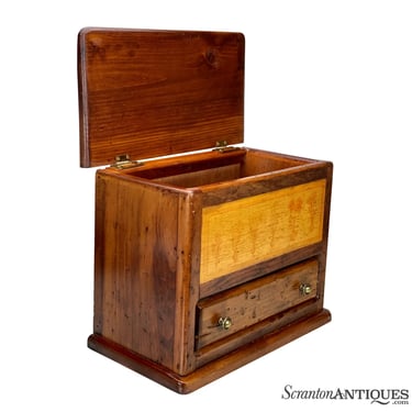Vintage Traditional Farmhouse Pine Storage Chest Dresser Box w/ Floral Motif