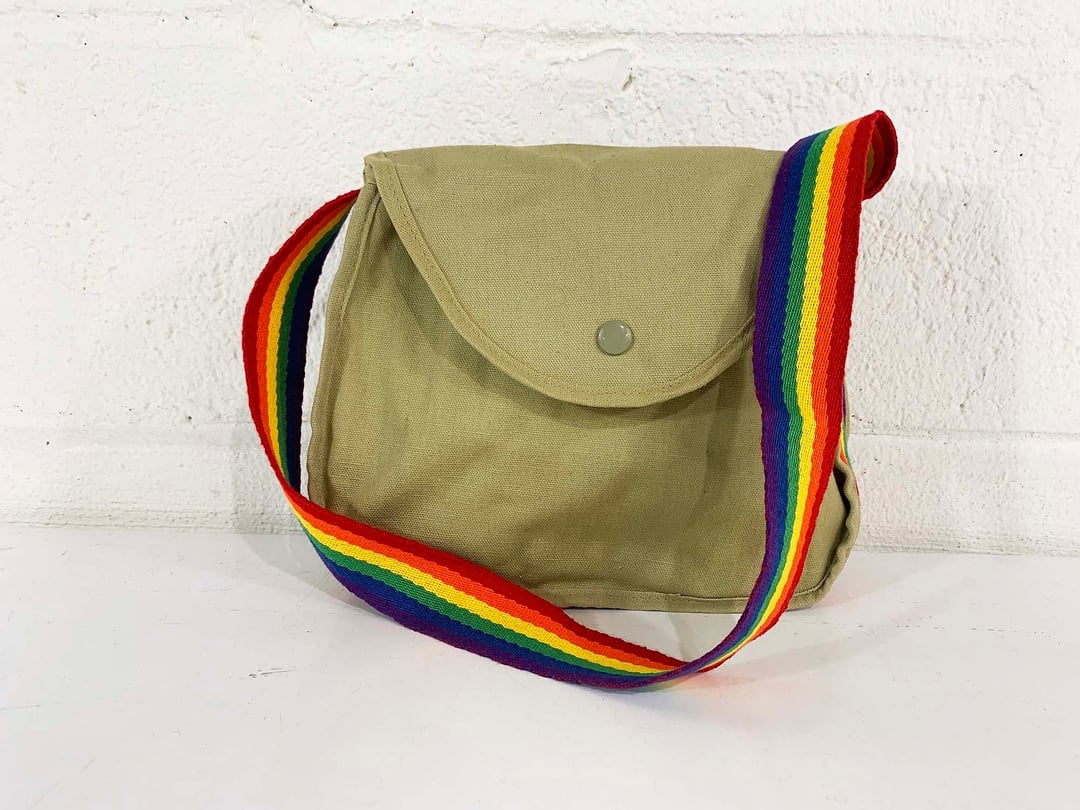 Vintage Avon Colorworks! Shoulder Bag Rainbow Canvas Mini Tote Purse