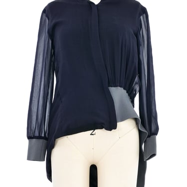 Yohji Yamamoto Asymmetrical Navy Zip Jacket