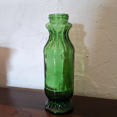 Vintage Green Glass Realemon Real Lemon and Oil Bottle 