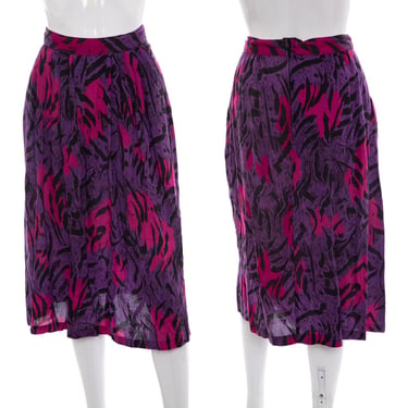 1980's Rhubarb Purple and Pink Funky Skirt Size M