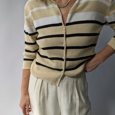 Vintage Butter Striped Silk Cardigan