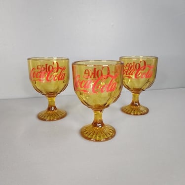 One Amber Coca Cola Coke Drinking Glass Goblet Multiples Available 