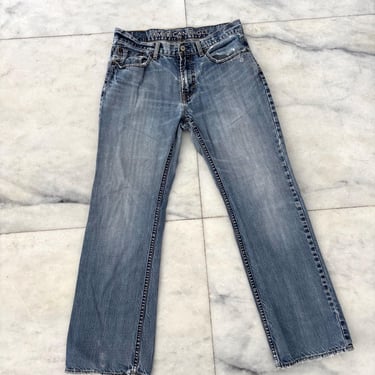 Y2K American Eagle Jeans Low Rise Boot Distressed Thrashed Men’s 32/32 Grunge Skater 
