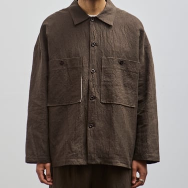 Evan Kinori Cotton/Hemp Twill Field Shirt Two, Anthracite