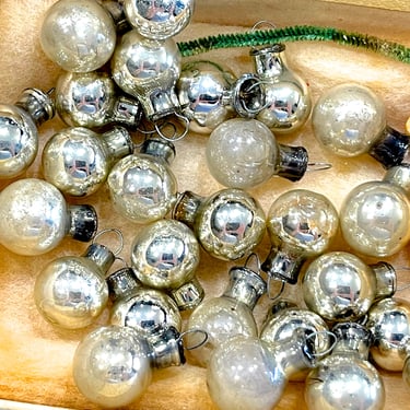 VINTAGE: 25pc - Small Mercury Glass Ornaments - Christmas Bulbs - Holiday Ornaments - Decorations - Crafts 