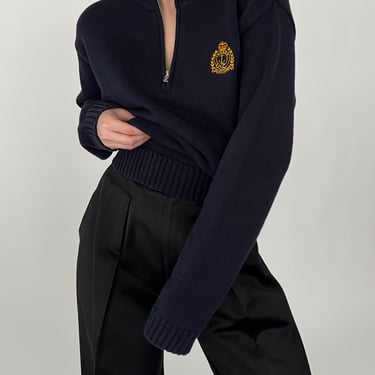 Vintage Ralph Lauren Midnight Crest Quarter Zip Sweater