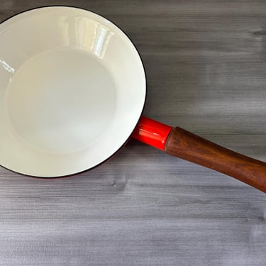 Vintage Dansk Kobenstyle Red Enamel Skillet, Danish Modern Quistgaard Designed Red Enamelware, Danish Modern 