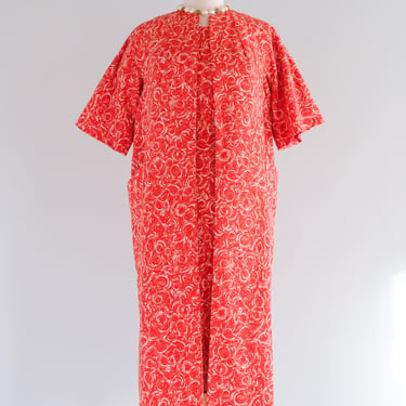 Vintage 1950's Roses Are Red Pique Cotton Ensemble / petite M