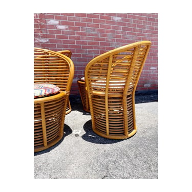 Vintage Rattan Albini Style Dining or Patio Table And Chairs 