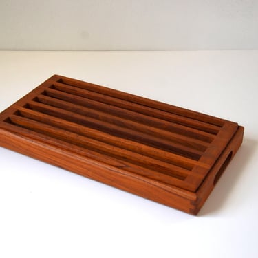 Danish Mid-Century Modern Teak Bread Cutting or Cooling Board with 