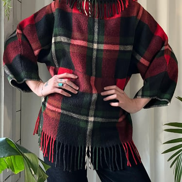 60s Plaid Wool Pullover