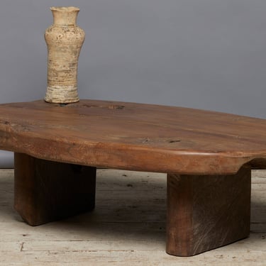 Old Teak Oval Top Coffee Table with Butterfly Repairs