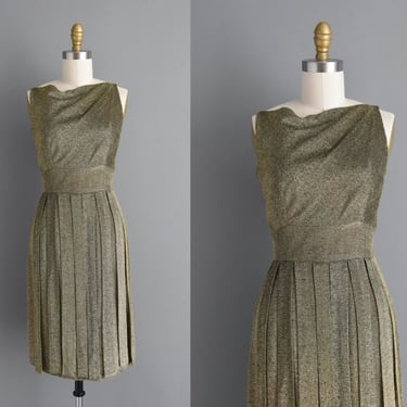 1950s vintage dress | Outstanding Sparkly Gold Lurex Cocktail Party Dress | XS | 50s dress 