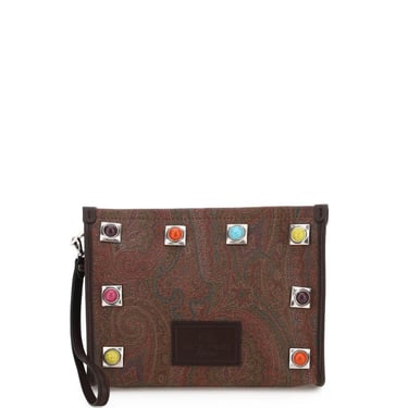 ETRO PAISLEY POUCH WITH STUDS & STONES