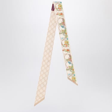 Gucci Cream Silk Floral Print Scarf Women