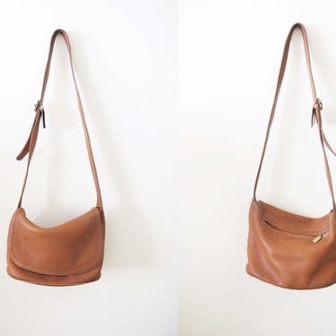 Vintage 90s Coach Brown Leather Shoulder Bag - Vintage Coach Adjustable Strap Crossbody Purse - Pebbled Leather 