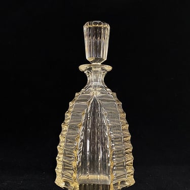 French Art Deco Ridged Crystal Decanter with Stopper 