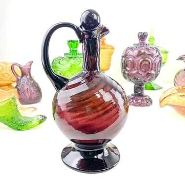 Handblown Amethyst Swirl Cruet 