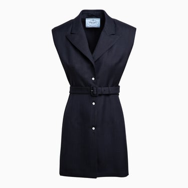 Prada Single-Breasted Navy Blue Wool Waistcoat Women