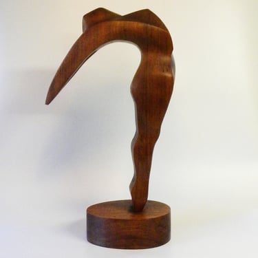 Vintage Mid Century Wood Hand Carved Sculpture - Arched Female 