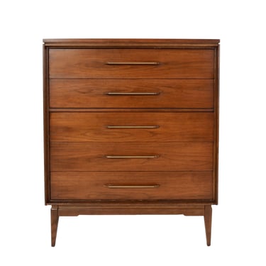 Walnut Tall Chest Bassett Furniture The Impact Collection Bedroom Set Mid Century Modern 