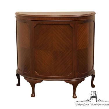 VINTAGE ANTIQUE Bookmatched Mahogany French Provincial Art Nouveau 42" Demilune Console Cabinet 