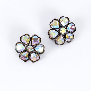 Aurora Borealis Crystal Flower Earrings