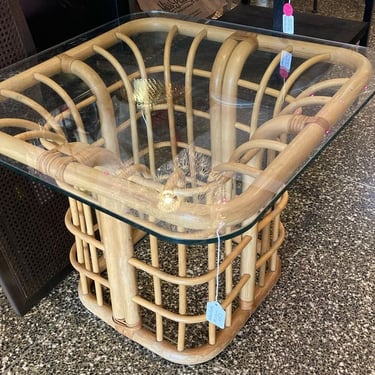 Glass top rattan table 26” x 26” x 21” Call 202-232-8171 to purchase 