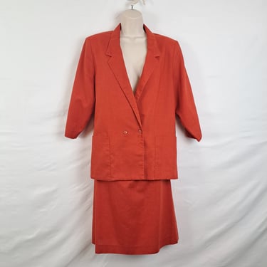 Vintage 70s Orange Skirt Suit 