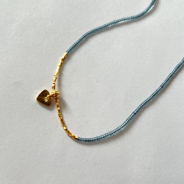 Debbie Fisher | Seed Beads, Gold Vermeil Beads and Tiny Heart Charm Necklace