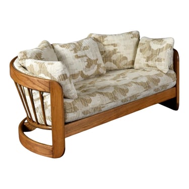 Howard Solid Oak Barrel Shaped Loveseat Sofa 