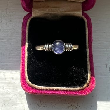 Tanzanite Cabochon Ring Handmade silver and goldfill heavy band one of a kind December Birthstone 